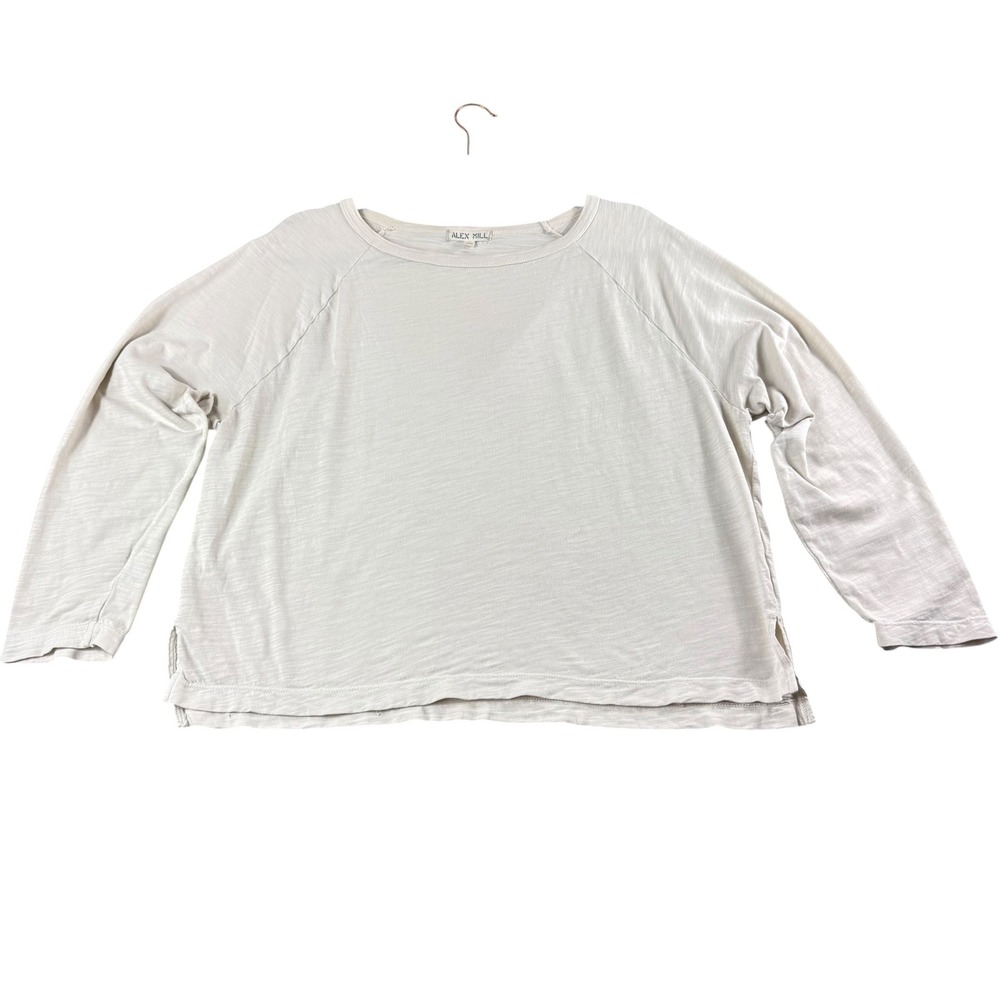 Alex Mill Womens Slub Jersey Long Sleeve Raglan Tee Oatmeal Beige Size M - Picture 1 of 11